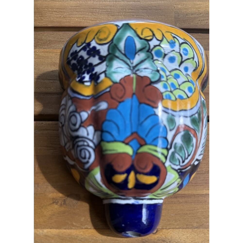 Talavera Wall Pocket Planter Pot Mexican Pottery Folk Art 6x5” " Lead Free